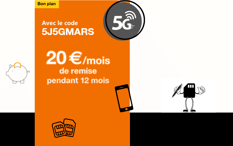 Forfait 5G Orange 130Go en promo à 24,99€ du 10 au 14 mars inclus.