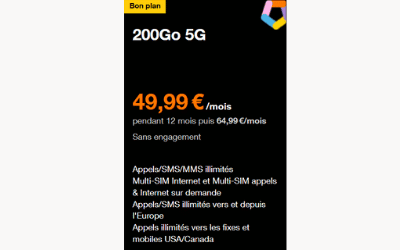 Forfait 200go 5G d'Orange