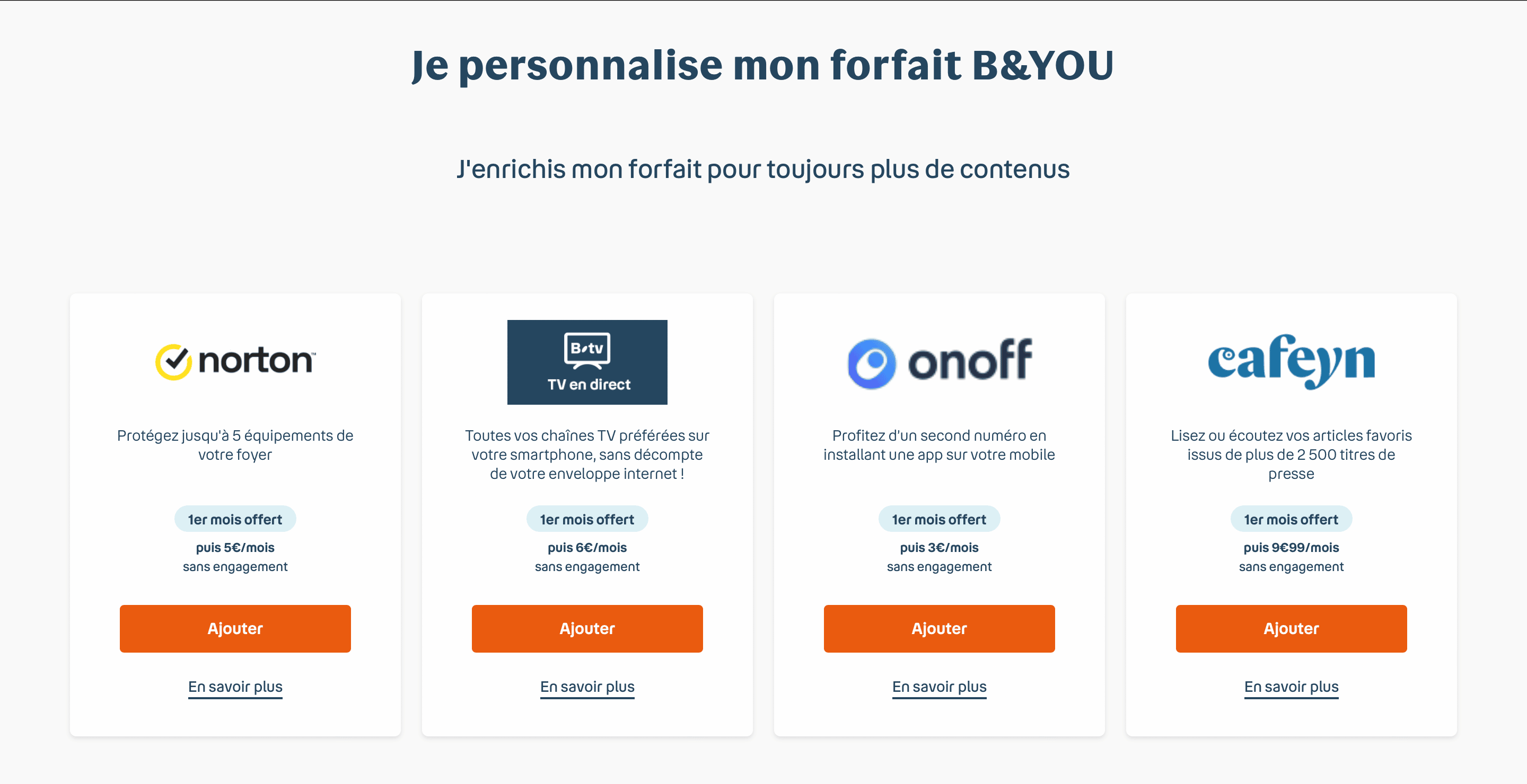 Options des forfaits B&You