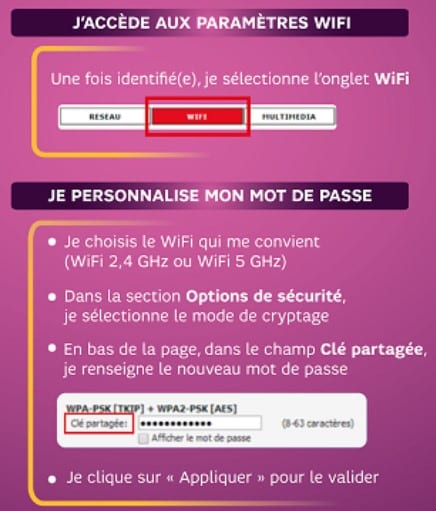 Procédure pour changer son mot de passe Wifi SFR box 7