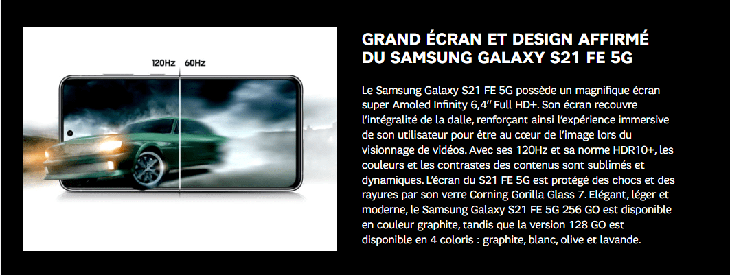 Les atouts du samsung galaxy S21 FE 5G
