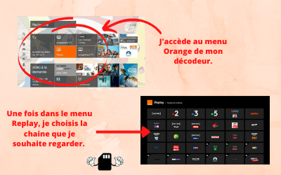 Accéder au menu Orange replay sur télévision