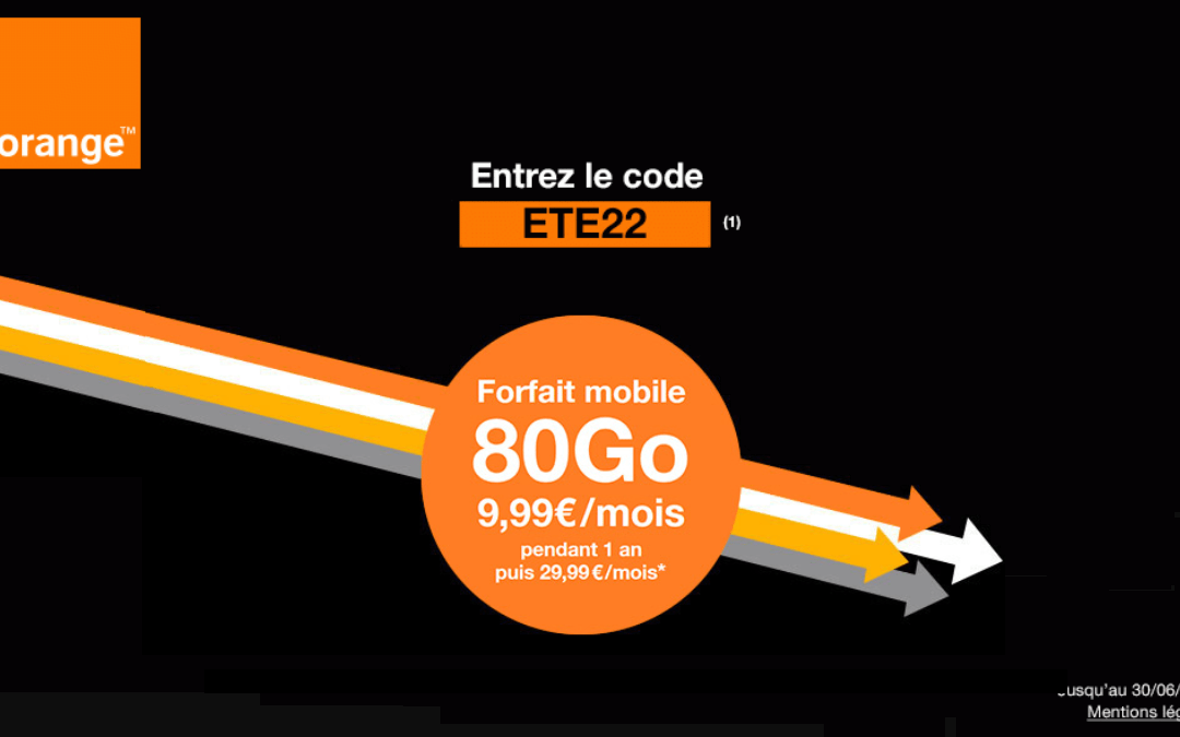 Le prix du forfait 80 Go Orange tombe à 9,99€/mois avec ce code promo !