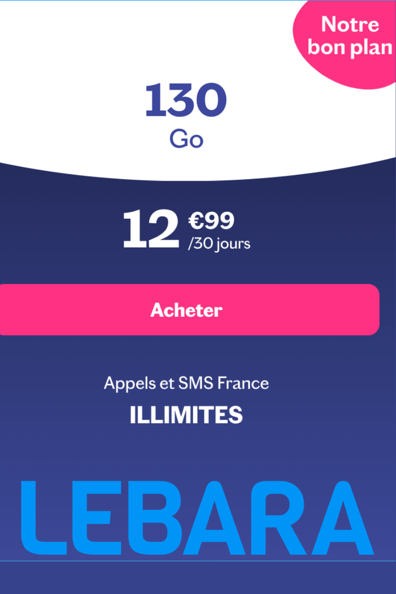 LEBARA Carte SIM Prépayée Sans Abonnement pas cher 