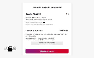 Forfait 220 Go SFR avec Google Pixel 6a à 1€