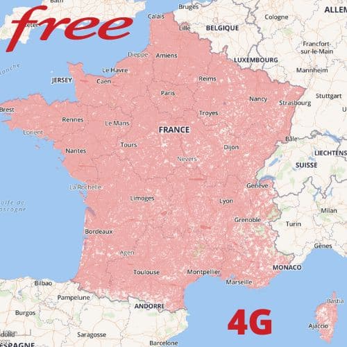 Carte de couverture réseau 4G de l'opérateur mobile Free