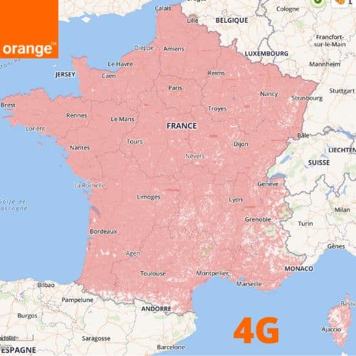 Carte de couverture réseau 4G de l'opérateur mobile Orange