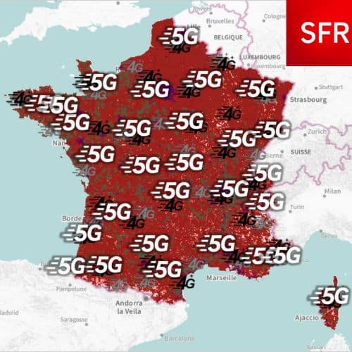 Carte de couverture réseau 5G de l'opérateur mobile SFR