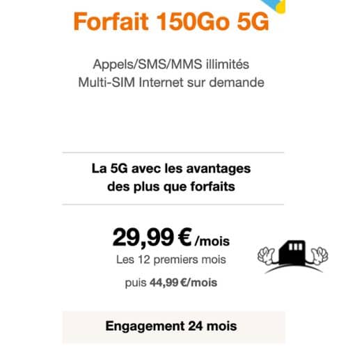 Forfait avec téléphone Orange : Le 150 Go