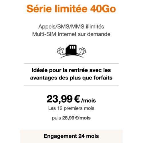 Forfait avec téléphone Orange : Le 40 Go