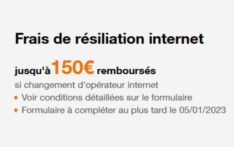 Conditions remboursement frais de résiliation offre Orange
