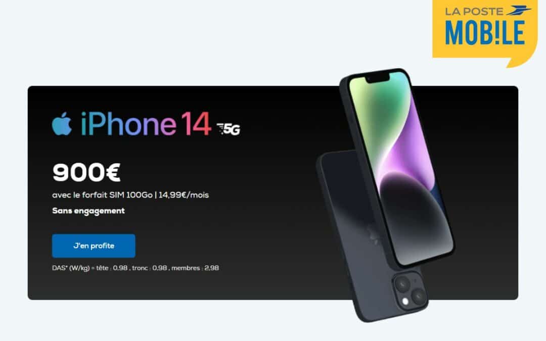 Offrez-vous un iPhone 14 avec un forfait La Poste 100 Go sans engagement à moins de 15€/mois