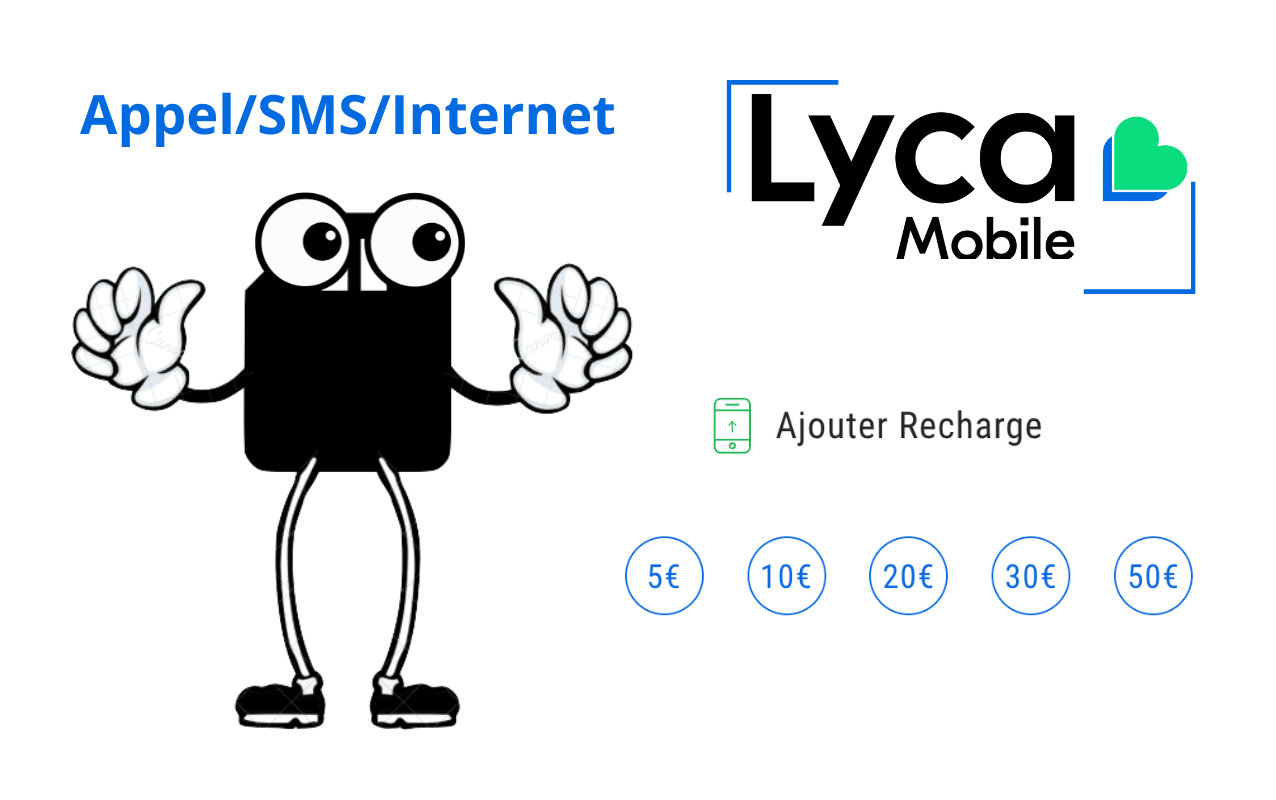 Les recharges Appels/SMS/Internet Lycamobile