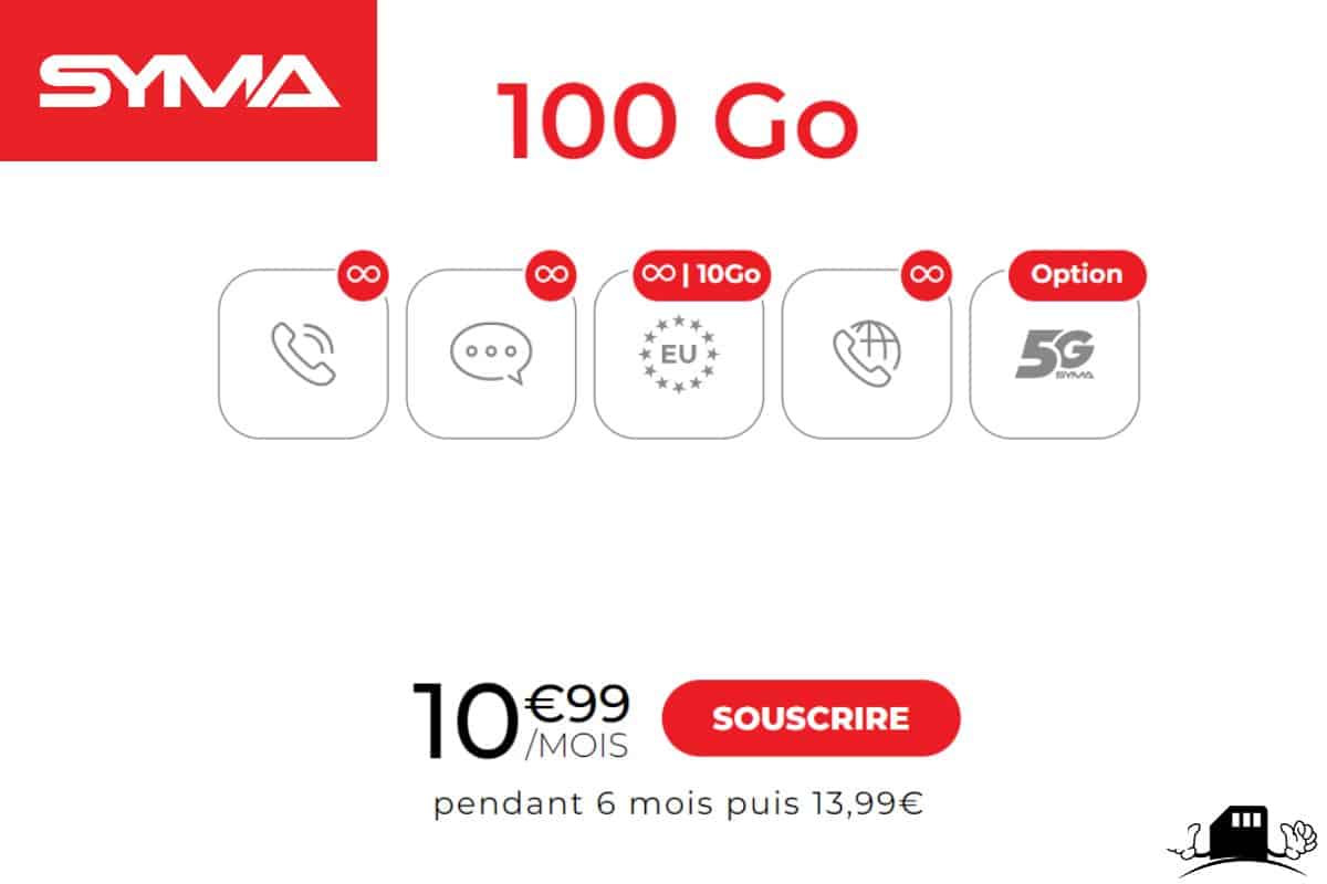 L'offre en détails de Syma Mobile 100 Go.