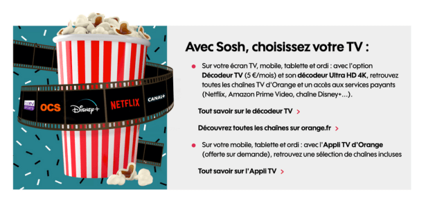 Fibre Sosh avis sur les services tv