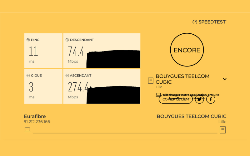 Speedtest Bouygues telecom box pro