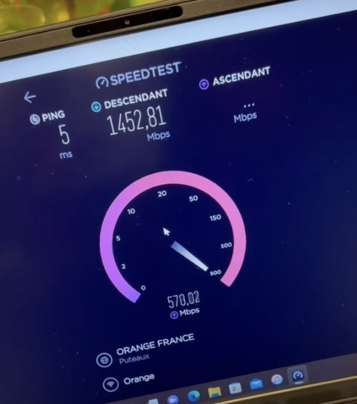 Test de débits montants et descendants en connexion réseau avec la livebox 6