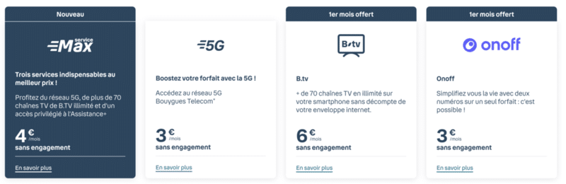 les options avec forfaits bouygues