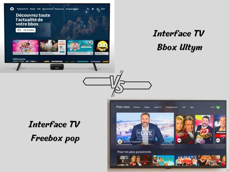 Comparatif de l'interface TV de la Bbox Ultym et de la Freebox POP