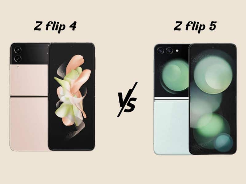 Comparatif visuel entre le Z Flip 4 et le Z Flip 5;
