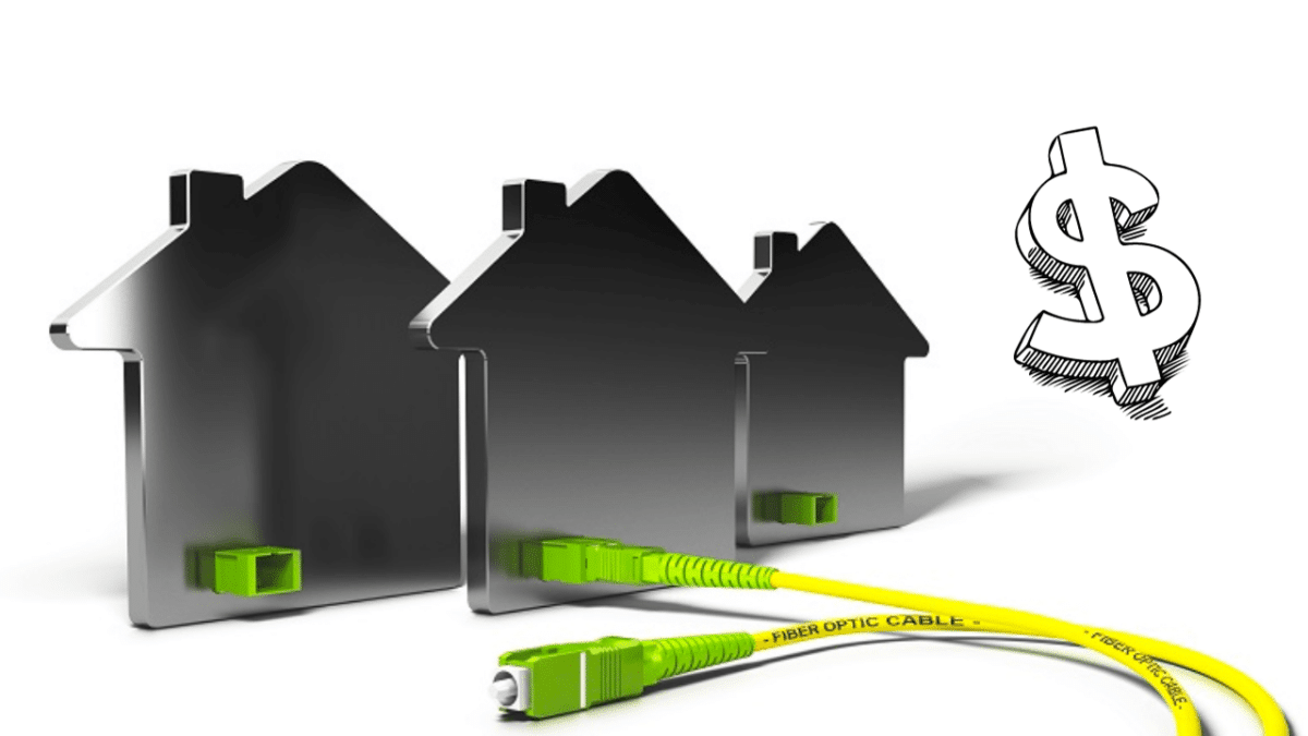 Illustration d'un câble de fibre optique reliant une maison