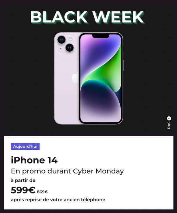 iphone 14 en black week chez red à 599€