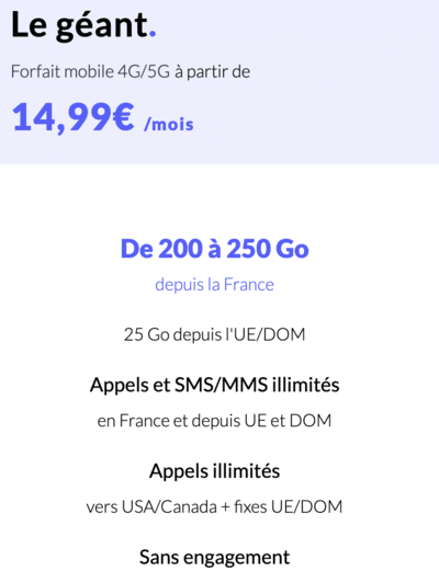 forfait illimité le géant prixtel
