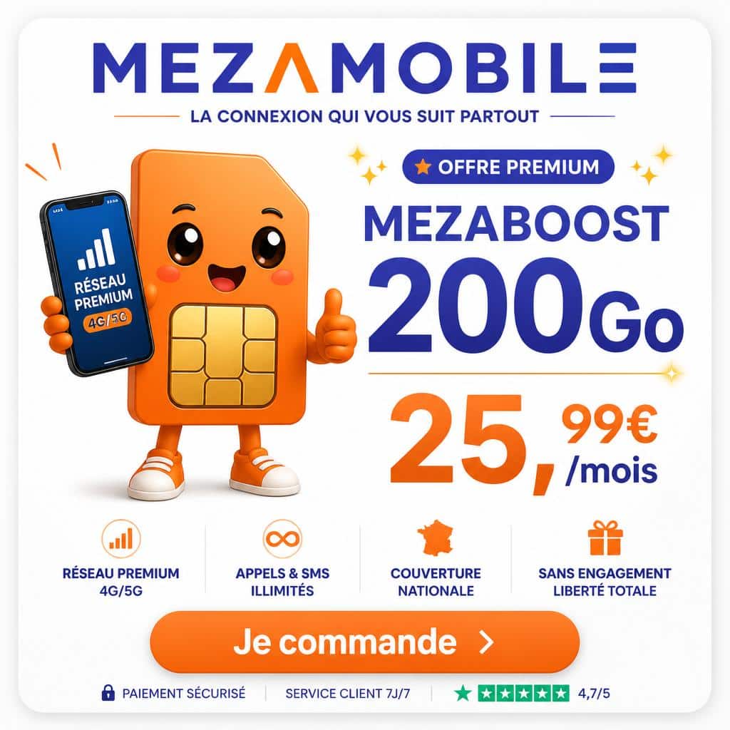 Forfait MEZABOOST 50Go à 14,99€/mois sans engagement - Mezamobile