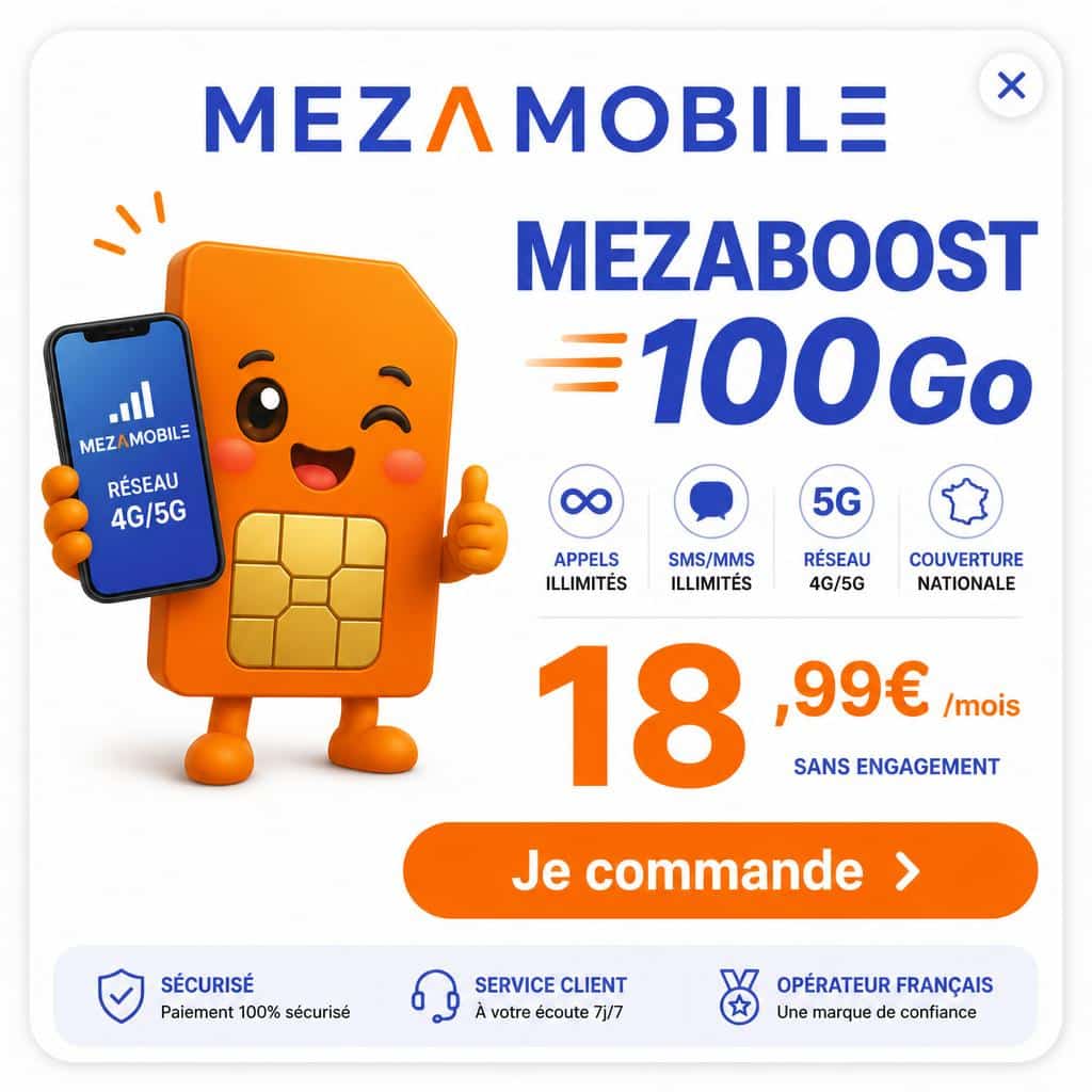 Forfait MEZABOOST 5Go à 6,99€/mois sans engagement - Mezamobile